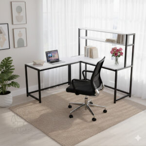 Rio Hutch Corner Desk With Open Storage Design