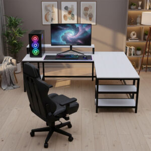Rio Archice L Shape Desk With Monitor Riser